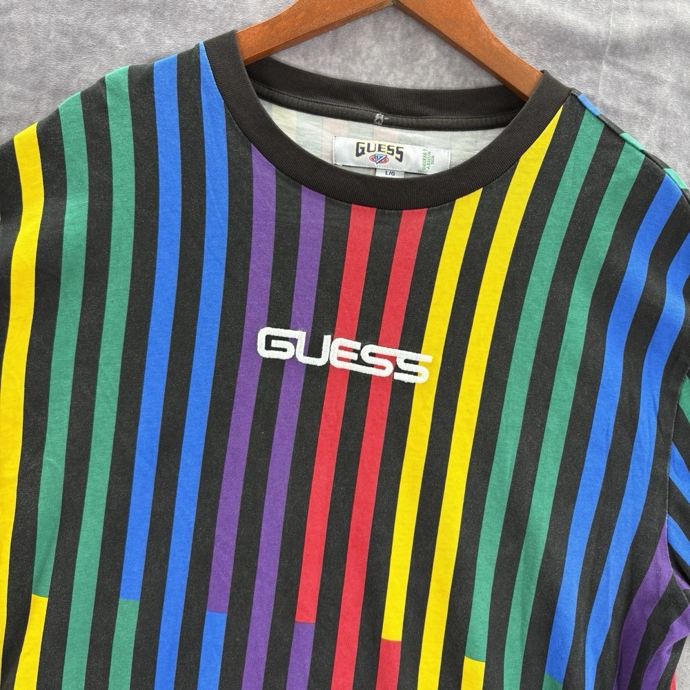 Guess Shirt L Colorful Y2K Striped 00s